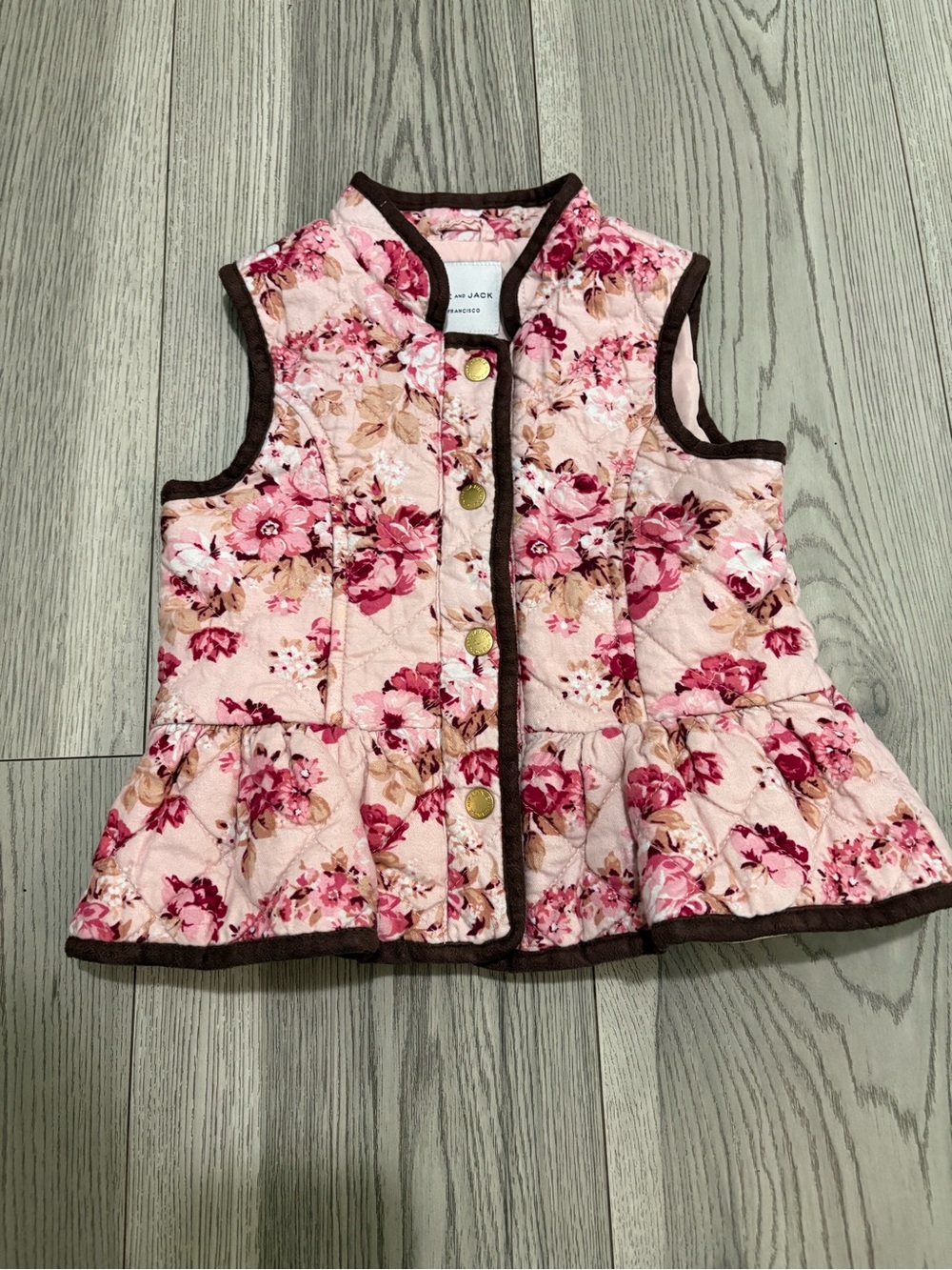 Janie and Jack Pink Floral Quilted Vest Size 2T